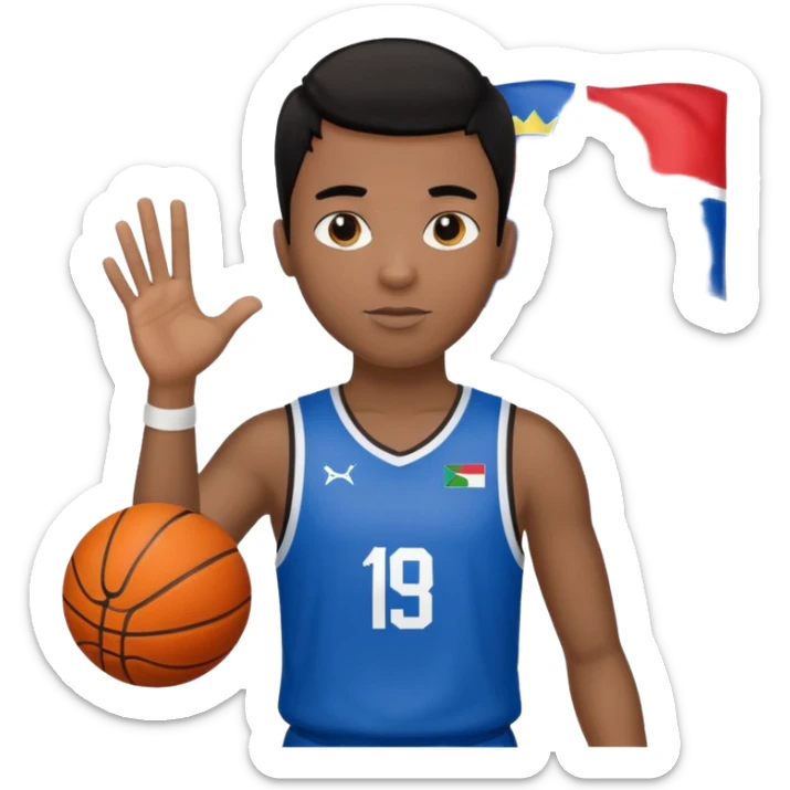 light black skin guy black hair in one hand basketball ball and in other 🇸🇮  sticker