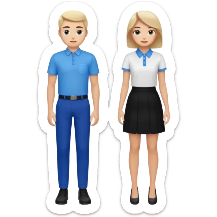 creame elementos graficos sguieendo este mismo modelo pero pensando en que sean para educacion edtech elearnig de ese estilo version hombre joven y mujer joven con colores coprorativos celeste negro blanco  sticker