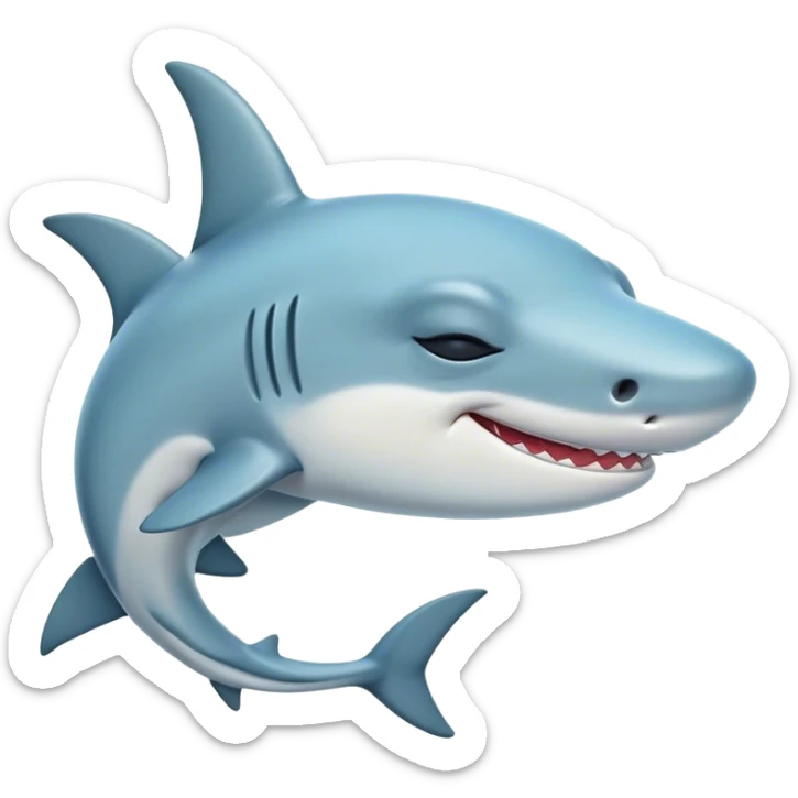 Meme-Worthy Cute Sleeping Hammerhead Shark Portrait Emoji, Head and body resting peacefully with a contented expression, showcasing its uniquely shaped hammerhead with closed, serene eyes and a relaxed, streamlined form, Simplified yet adorably endearing features, highly detailed, glowing with a soft, drowsy ocean light, high shine, relaxed and utterly lovable, stylized with an air of playful laziness, soft glowing outline, capturing the essence of a sleeping hammerhead that feels destined to become the next viral icon of adorable slumber! sticker