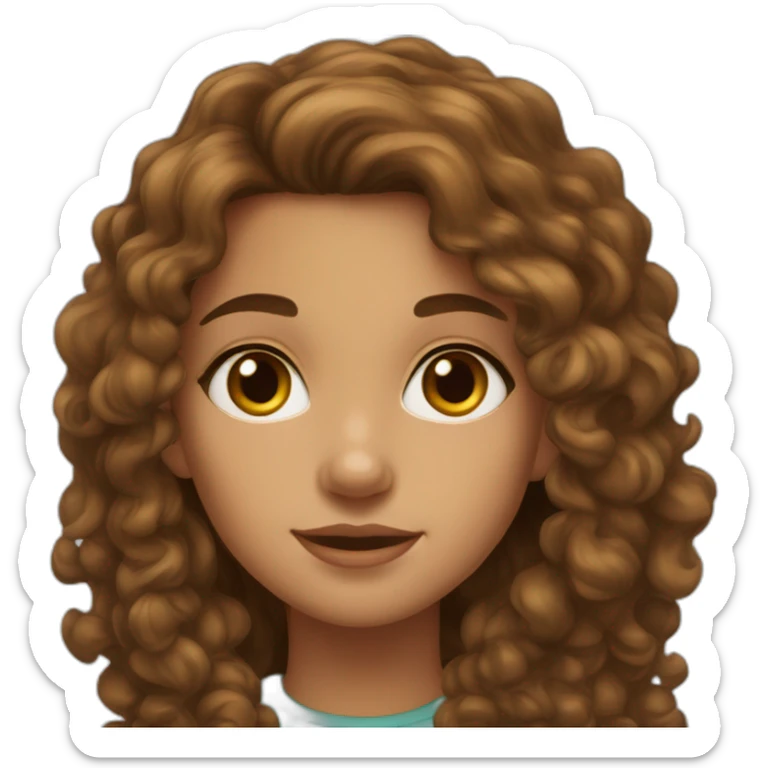 girl, big nose, long curly brown hair, earrings, brown eyes, tan skin, freckles sticker