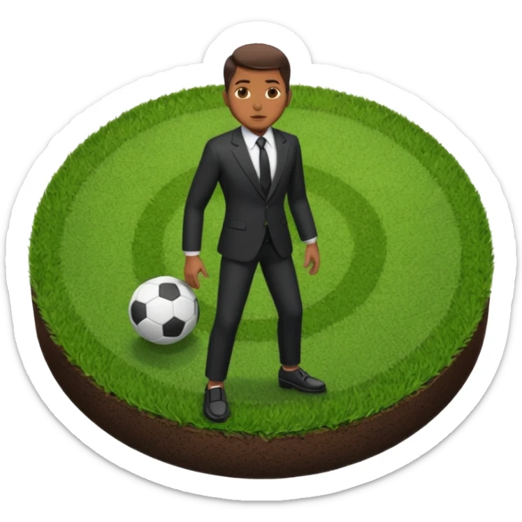 shin padBlack suit shoes circular patch of football grass sticker
