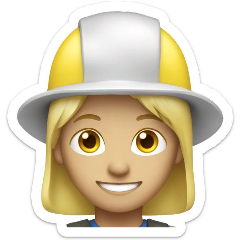 field worker with white skin and blond hair with yellow helmet sticker