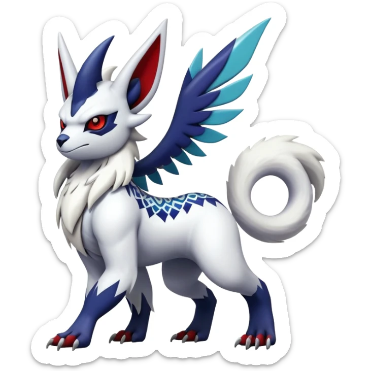 Shiny Colorful Gothic Exotic Badass Cool Absol-Zangoose-Pokémon-Fakémon-hybrid-creature (full body) sticker