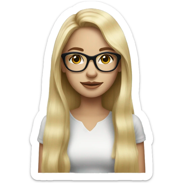 Pretty blonde girl with long hair and black glasses sticker