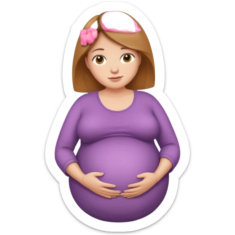 very heavily pregnant overdue woman with super  huge round belly sticker