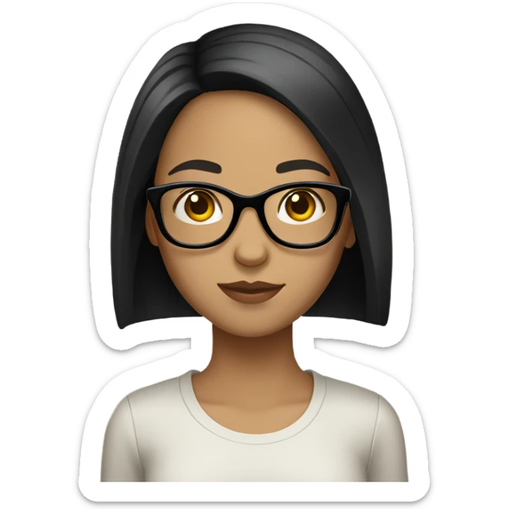 girl with glasses long straight black hair and light skin sticker