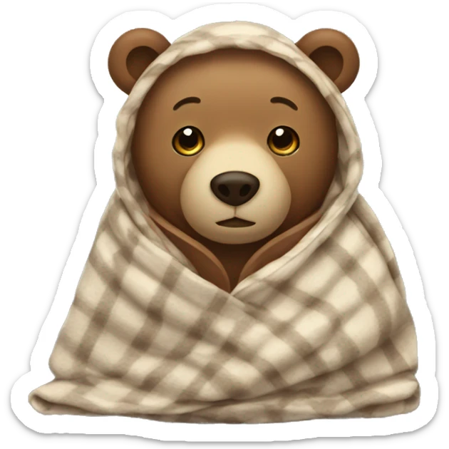 bear cozy in blanket sticker