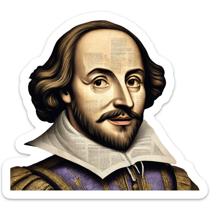 Shakespeare made of newspaper cuttings 420 roses flowers sticker
