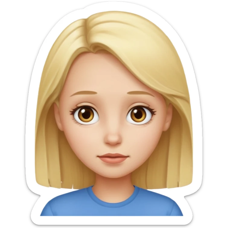 An emoji of a blond girl with a VERY VERY VERY big forehead sticker
