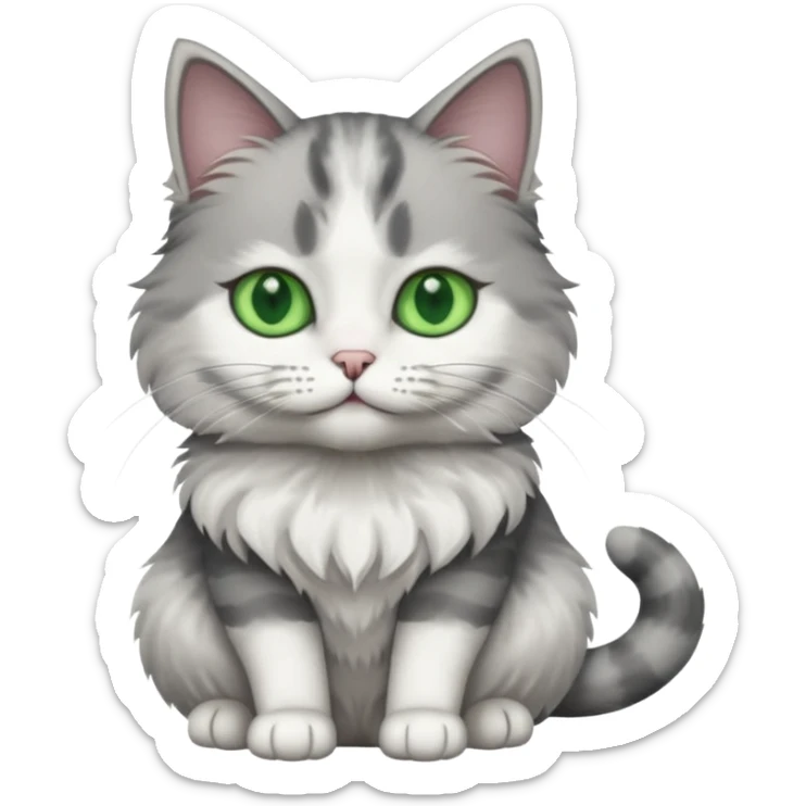 a grey and white cat sitting regally sticker