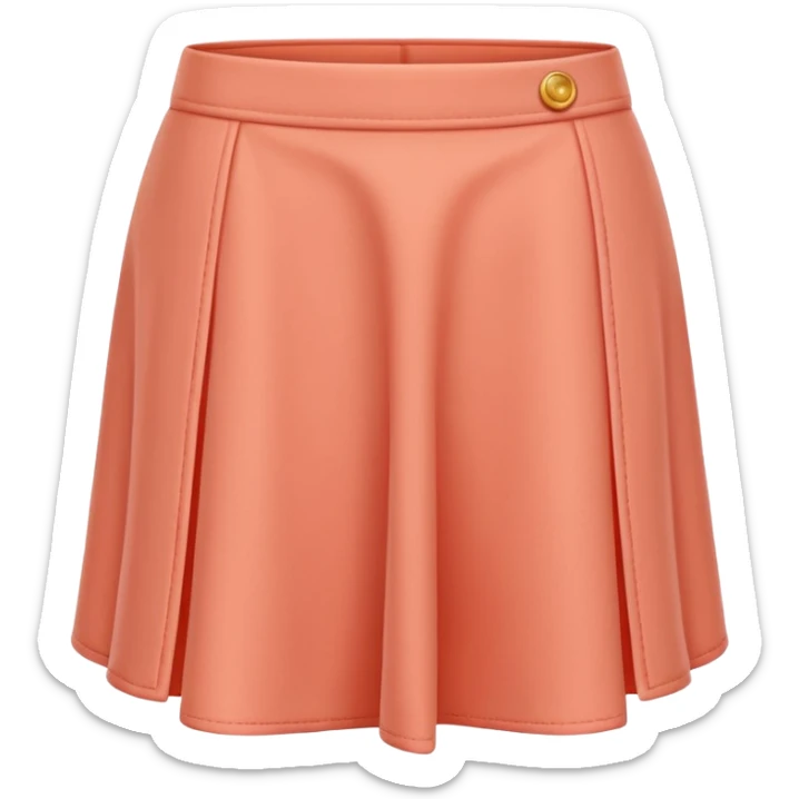 A 3D cartoon peach-coral skort (skirt-shorts combo) with gentle fabric folds and neat finish, isolated on plain background, Memoji-style. sticker