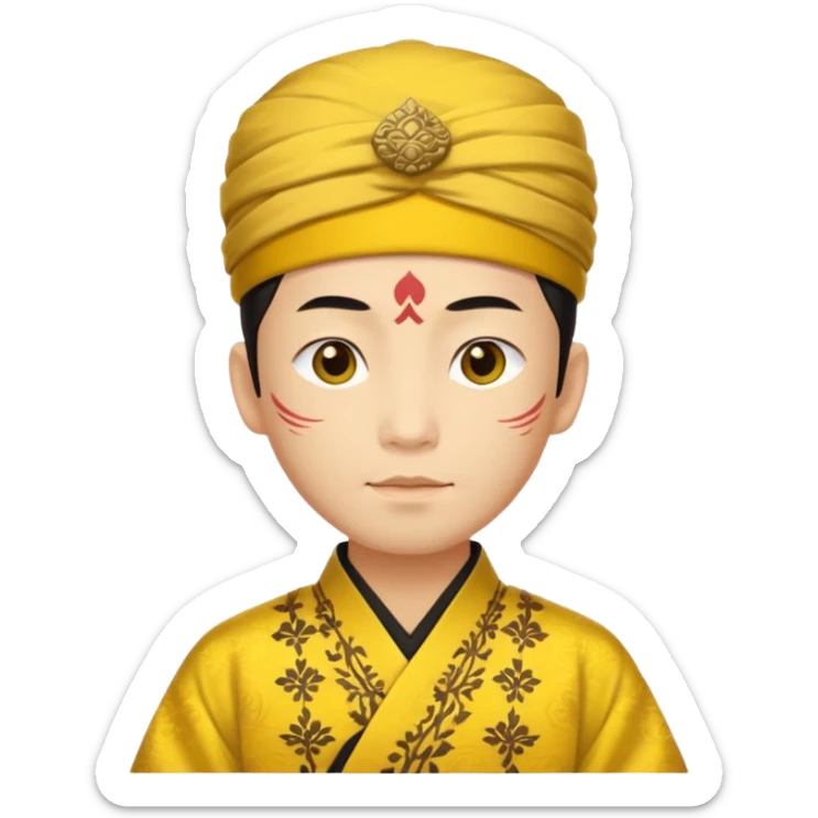 Un hombre de china asiática con ojos asiaticos y ropa de asiática el personaje tiene que ser de piel amarilla sticker