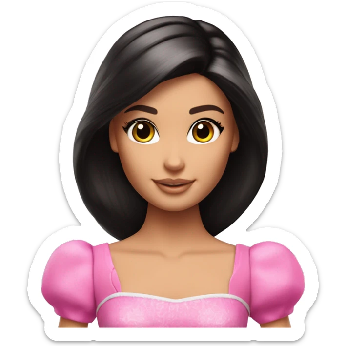 One Attractive Barbie perfect face tan fairy princess short dark hair half up half down style sticker