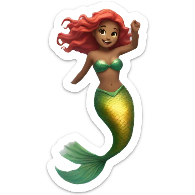 mermaid flying sticker