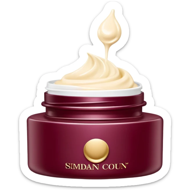 Elegant looking facial cream in a burgundy container that’s open and revealing the cream in a perfect shape (1 item) sticker