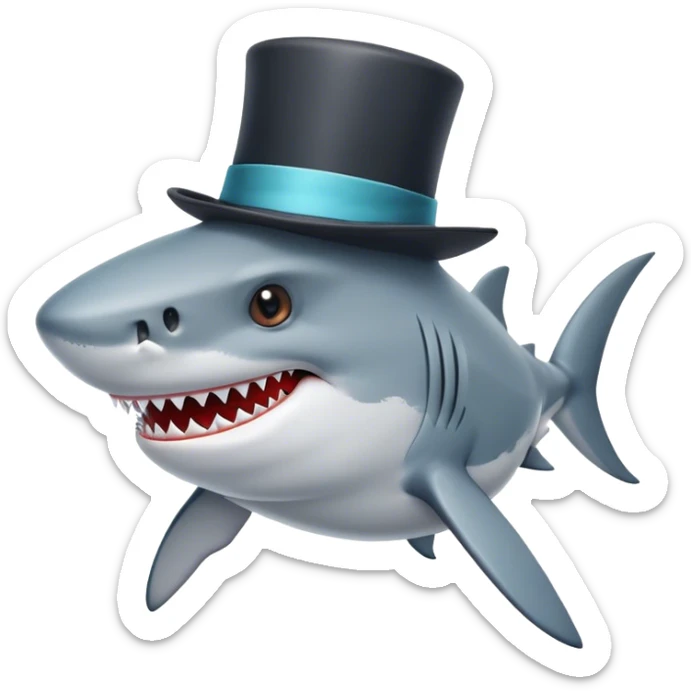 Shark with a top hat sticker