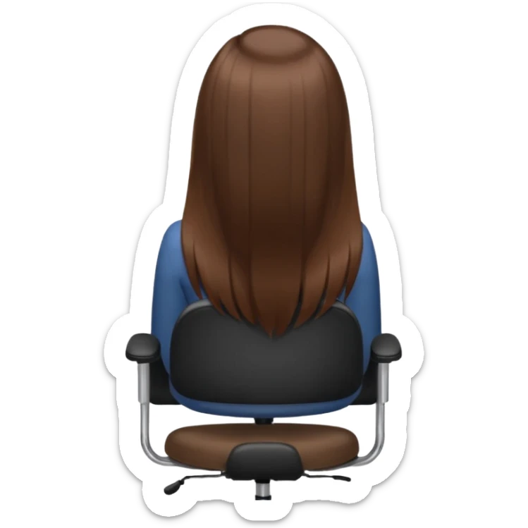 Woman sitting on an office chair from the Back of head with long hair sticker