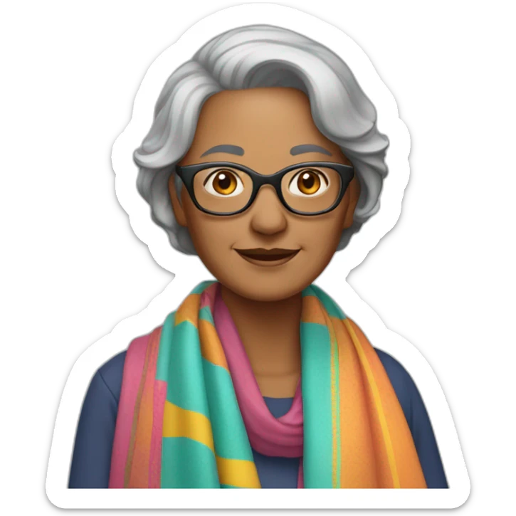 middle-aged-woman-with-graying-bob-and-glasses-wearing-colorful-shawl sticker