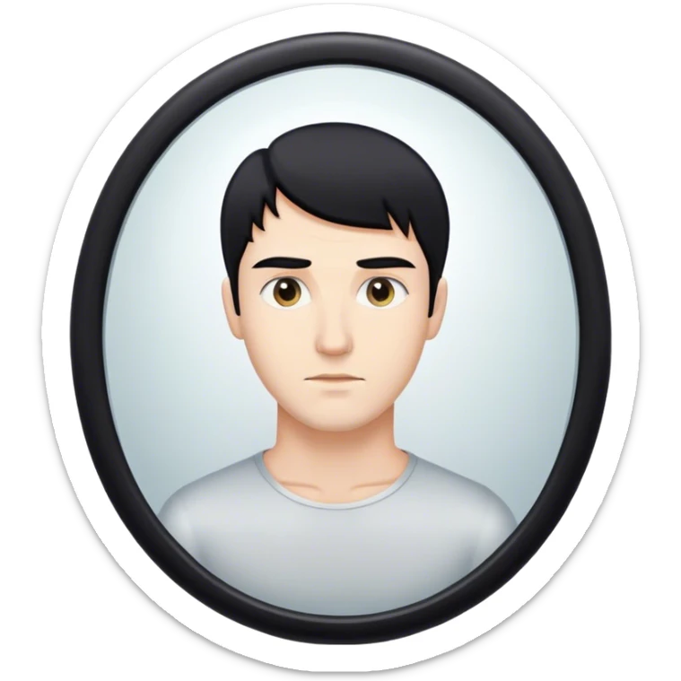 person black hair caucasian man looking at me through a mirror. standing there sticker