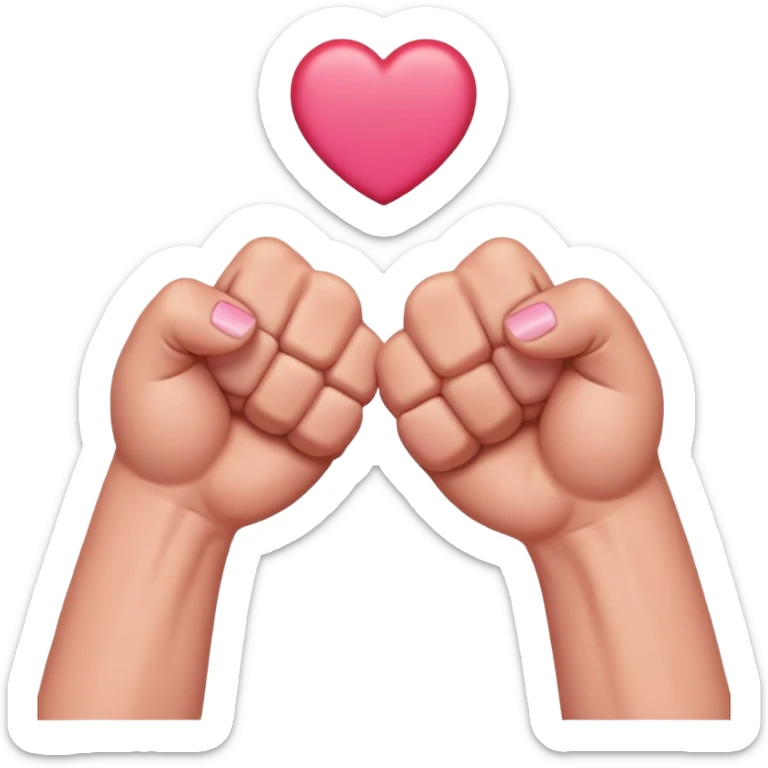 fist bump, big fist and small fist, with a happy heart as background sticker