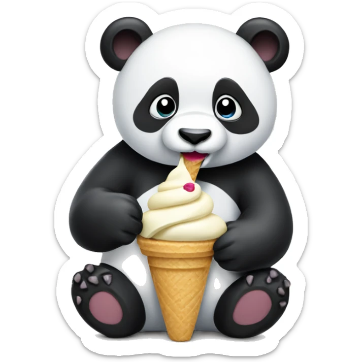 Panda eating ice cream sticker