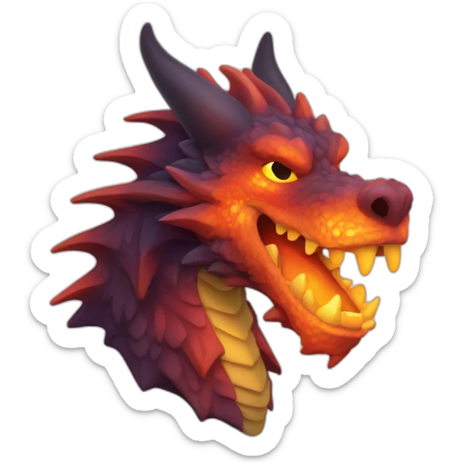 Un dragon mi loup rouge et orange moutardes qui crache du feux sticker
