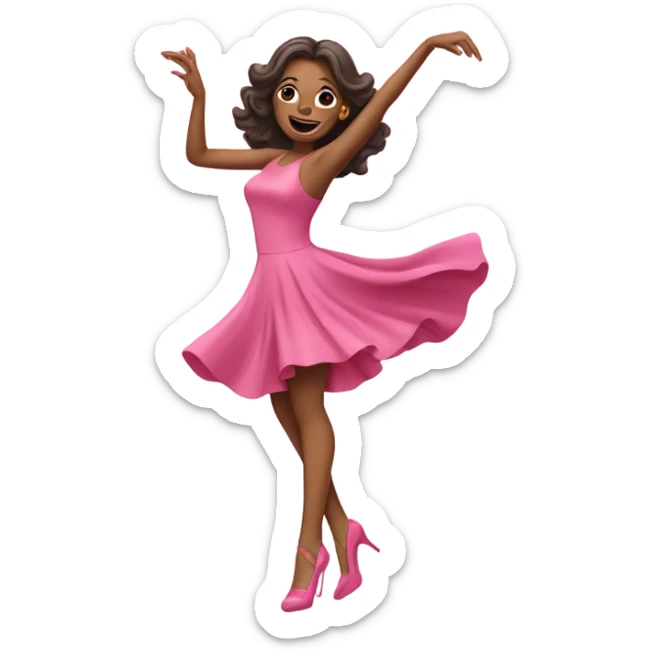 Woman dancing on high heels pink dress and pink shoes  sticker