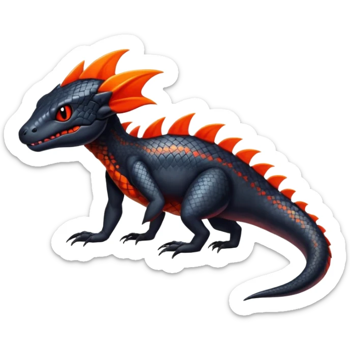 Colorful Dark Shiny Exotic Salandit-Quilava-Fakémon-hybrid-creature (full body)  sticker