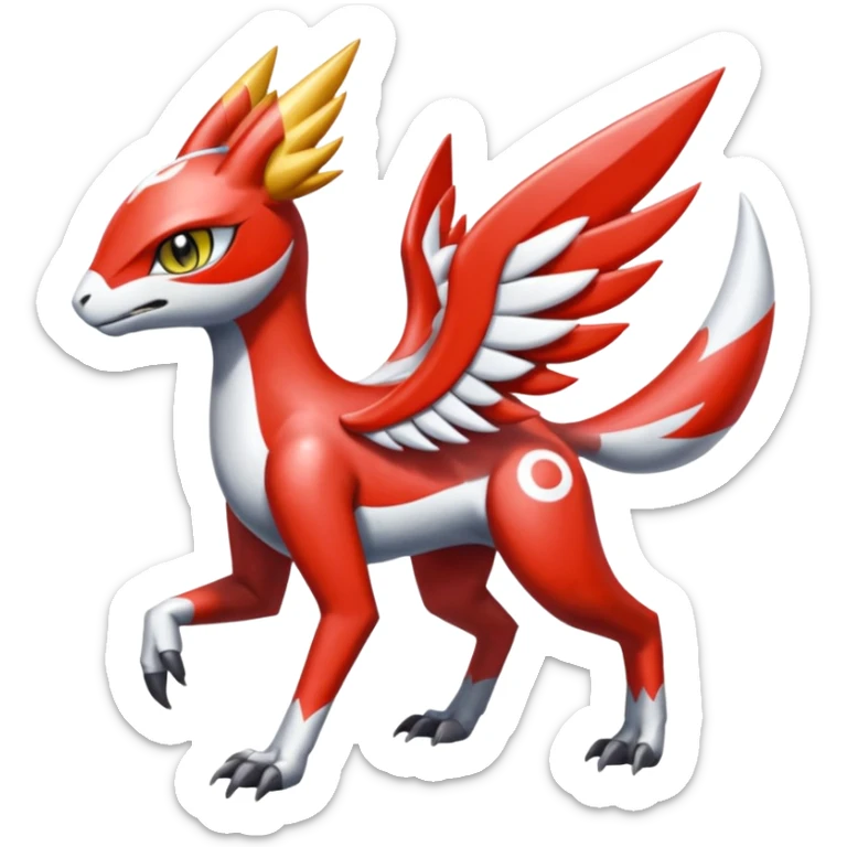 Shiny Colorful Meloetta-Latias-Koraidon-Peppercat-Wargreymon-Protogen-Pokémon-Digimon-Fakémon-fusion-hybrid-creature sticker