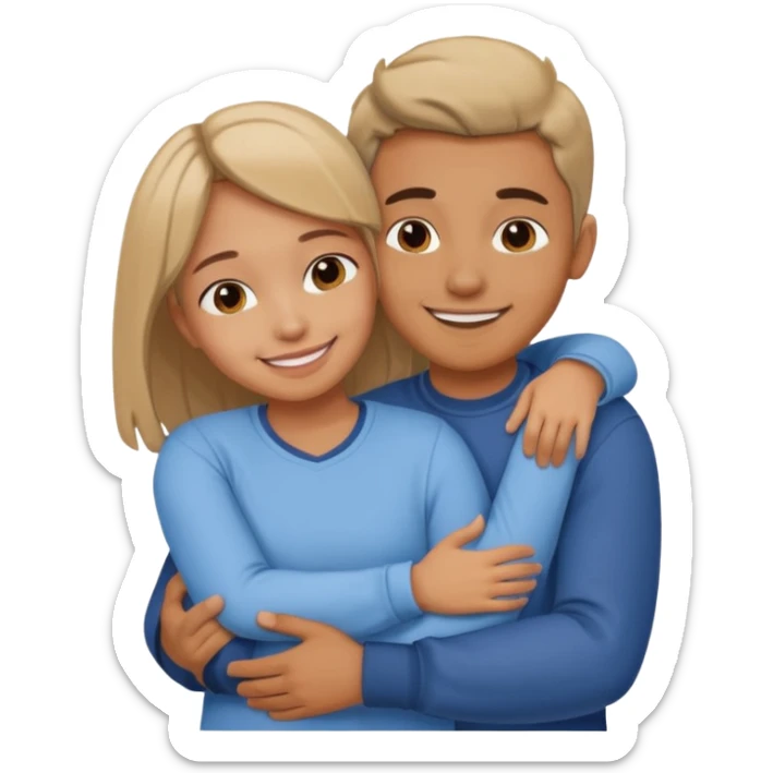 Texte ´Gros câlin’, en dessous un homme serre sa sœur dans ses bras sticker