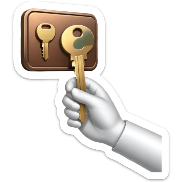 emoji de mano sujetando unas llaves con el fondo de un departamento sticker