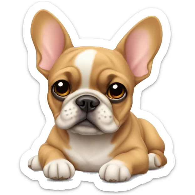 Fawn frenchie laying sticker