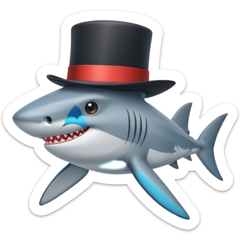 Shark with a top hat sticker