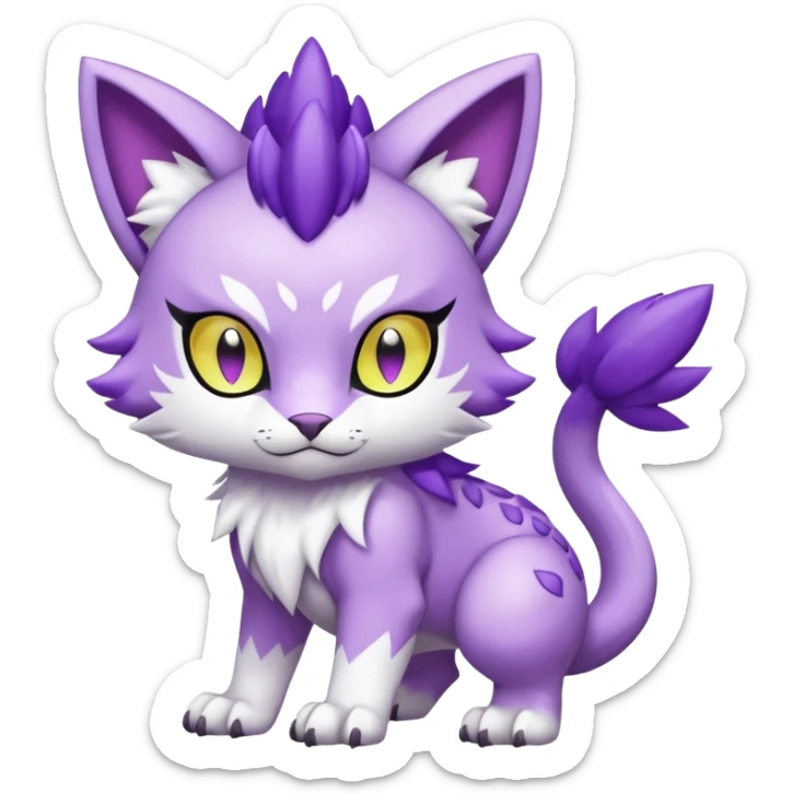  Shiny Soft Smooth Meicoomon-Gatomon-Liepard-Pokémon-Digimon-Fakémon-fusion-hybrid-creature sticker