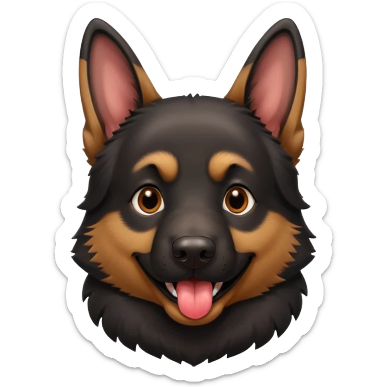 cartoon style dark German Shepherd dog with its tongue hanging out long sticker
