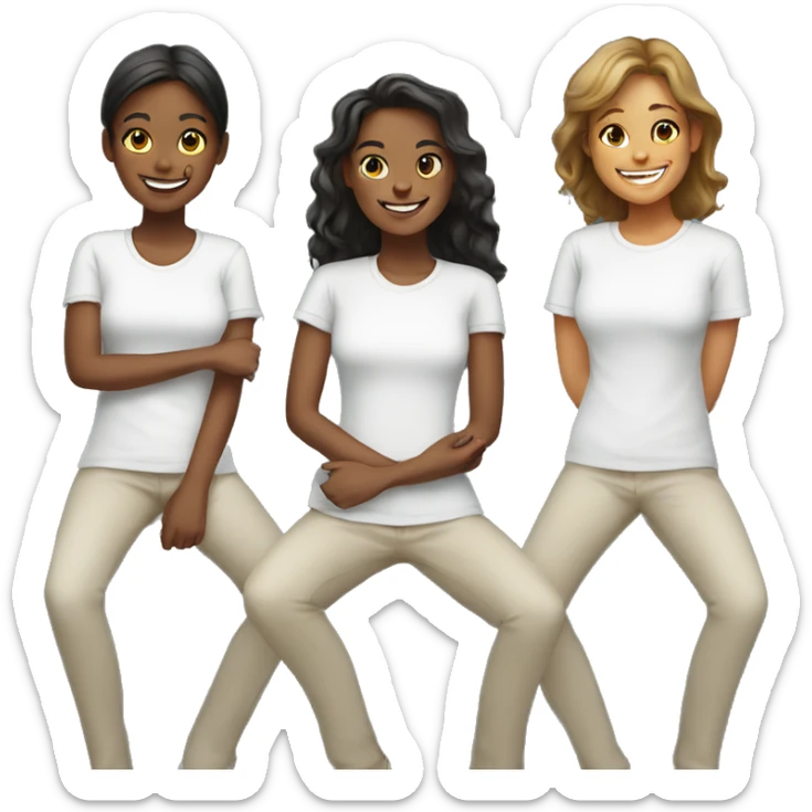 Girls smiling in white shirts sticker