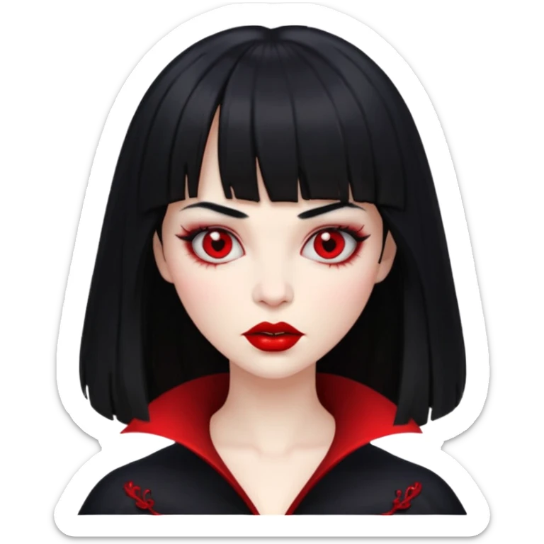 quero a foto de uma vampira com franja de cabelo preto sticker