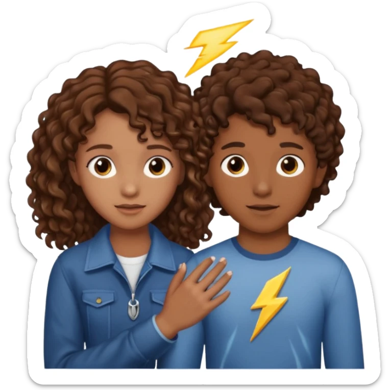 a 15 year old girl with brown curly hair but she has lightnings in it with a brown haired boy who gave her a promise ring sticker