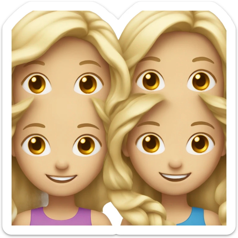 smiling girls with blonde and brown hair sticker
