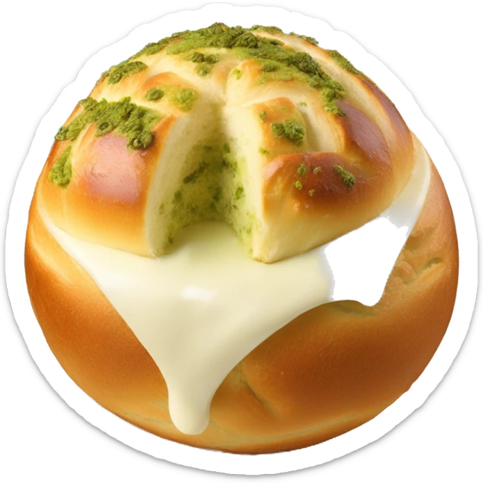 Boule de brioche ronde avec crème fouettée et pistache a l’intérieur  sticker