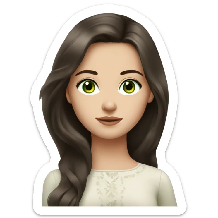 Beautiful Russian girl green eyes very long dark brown hair  sticker