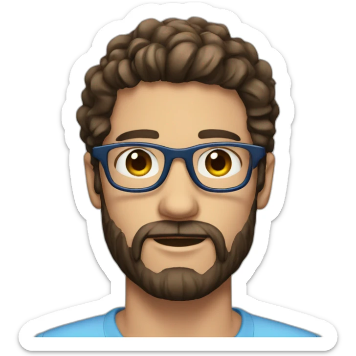 man blue eyes, beard, actor, brunette, has a glasses  sticker
