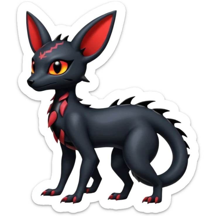Shiny Dark Edgy Gothic Gloomy Futuristic Salandit-Umbreon-Noibat-Litten-Hybrid (Full body) sticker