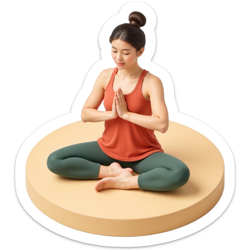 a girl in a yoga pose, skeuomorphism style sticker