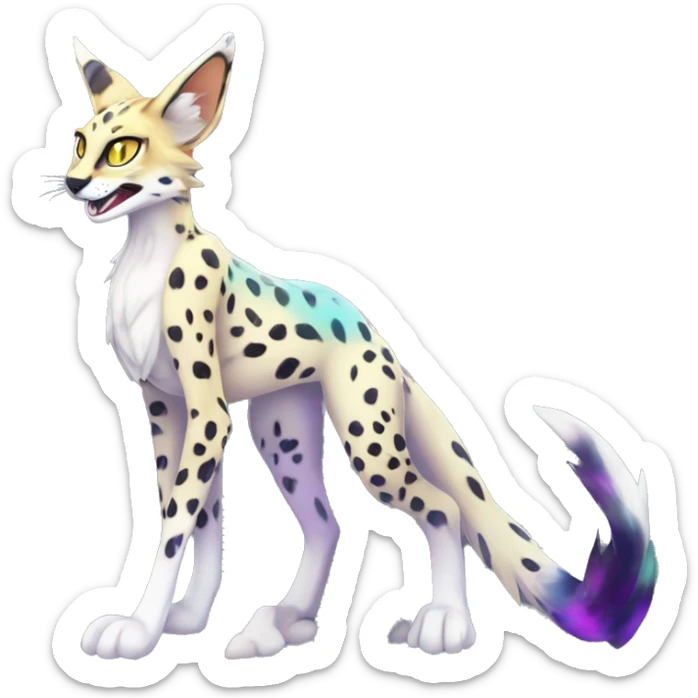 Epic Edgy Colorful ethereal eldritch Sergal-shiny Serval-Fionbri full body sticker