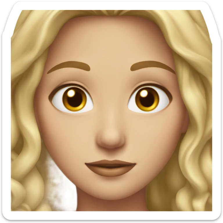 do a white but not too white girl with dirty blond hair brown eyes and gold jewelry sticker