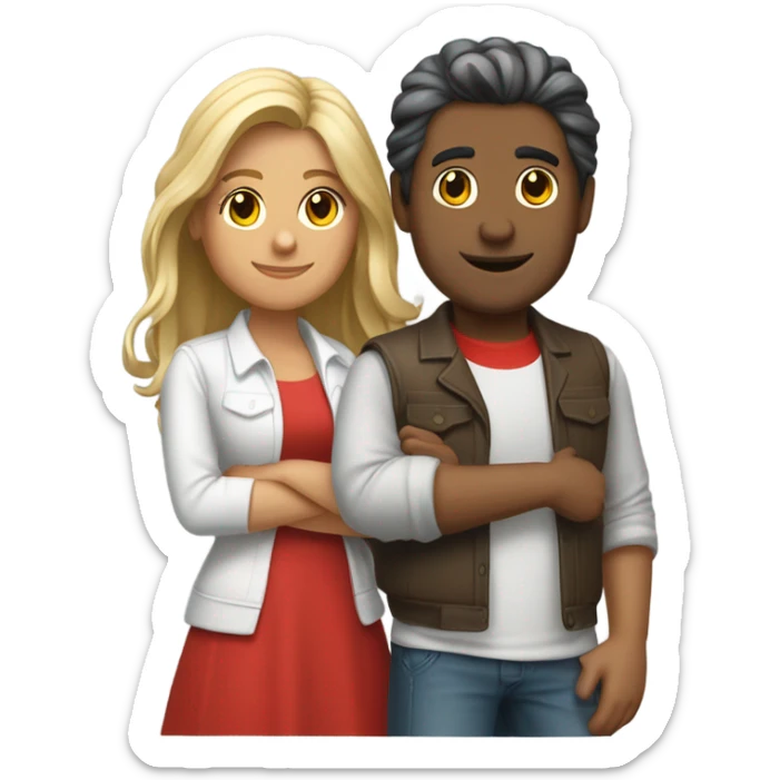 un chico morenito y una chica blanca con pelo colorado y lacio, sin flequillo sticker