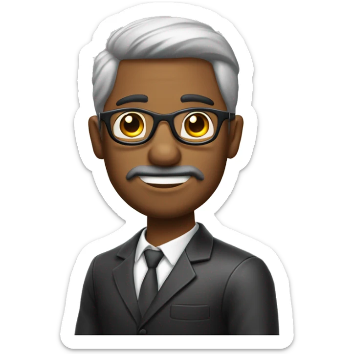 hombre adulto cabello canoso piel morena con lentes sticker