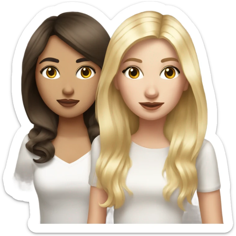 Realistic Russian Brunette hair girl and a blonde haired bestie  sticker
