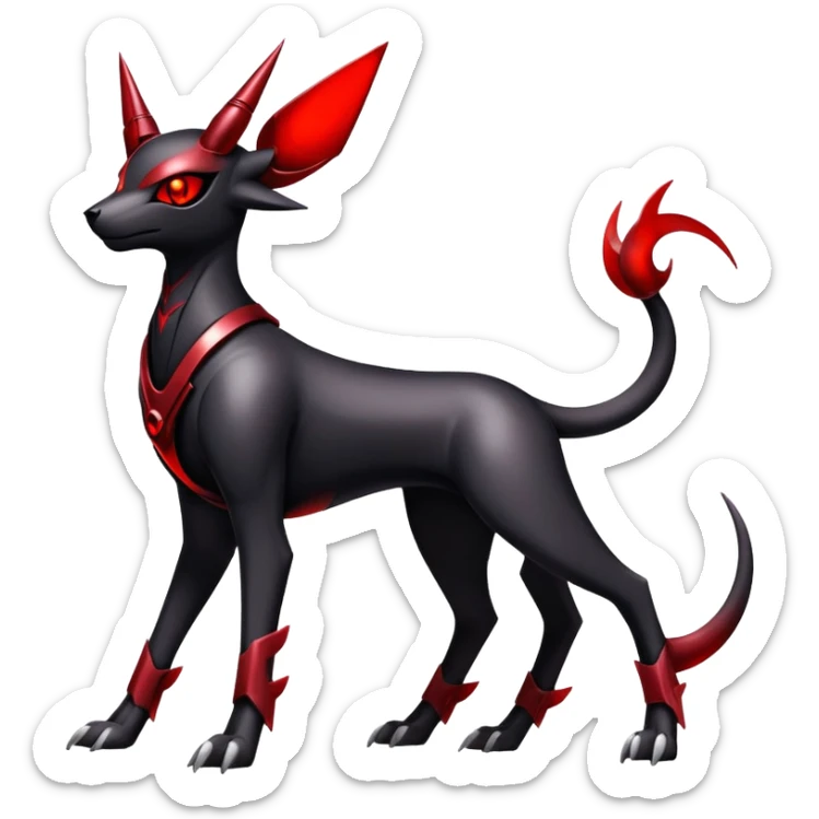 Shiny Gothic Exotic Futuristic Houndoom-Genesect-Torracat-Pokémon-Fakémon-hybrid-creature sticker